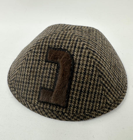 Size 2, Brown/navy houndstooth