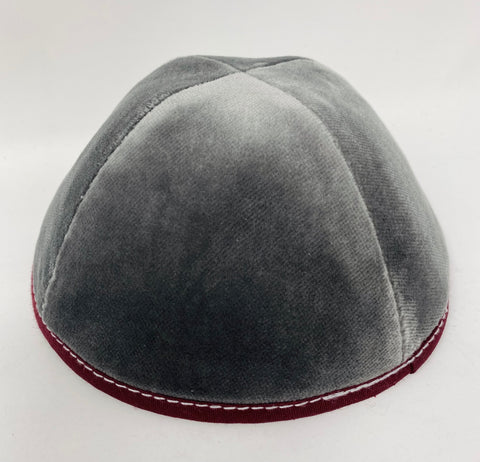 Size 3 - Light Gray velvet / burgundy rim TCS