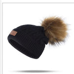 Thick baby/toddler cable knit pom pom hat