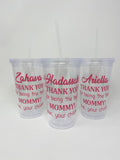 Clear Tumbler with pink lid 16oz. On Sale